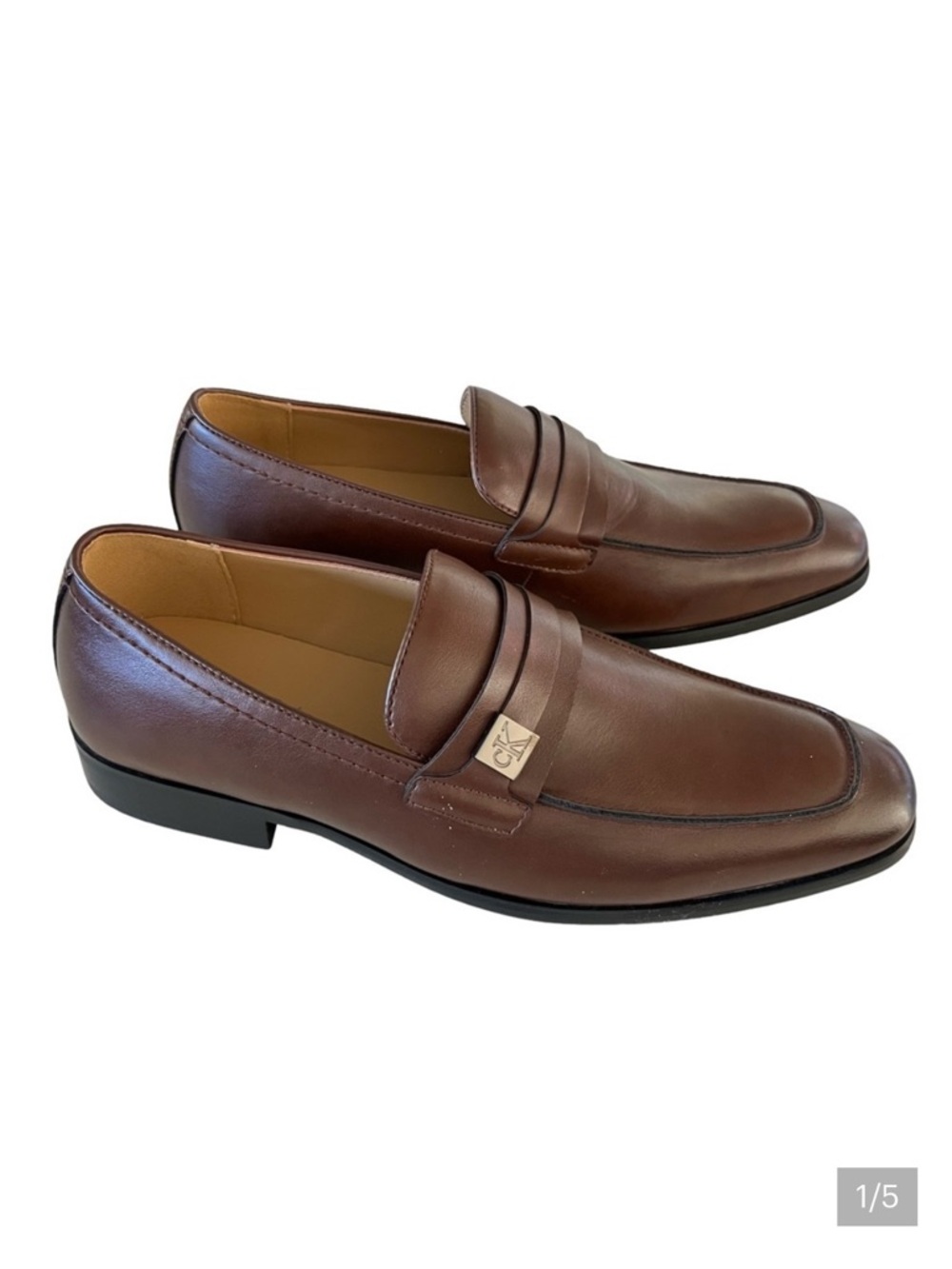 New: Calvin Klein Obexx Apron Toe Brown Slip on Loafer (Men) size 7.5